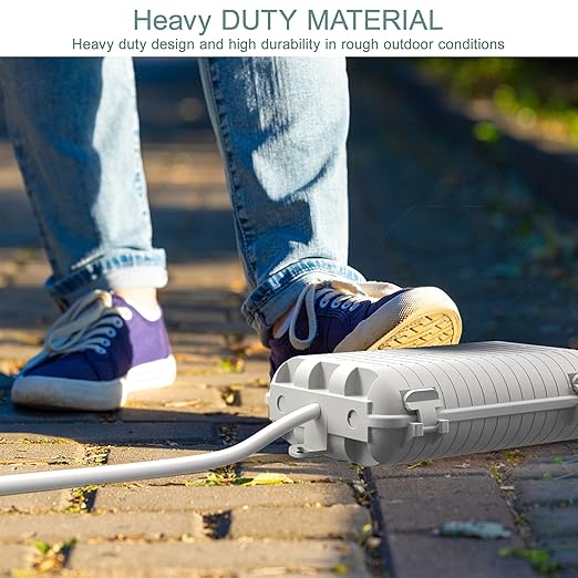 Outdoor Waterproof Electrical Box, Large Extension Cord Cover (9.05x6.61x2.67inch) Plug Protector Cable Connection Safety Box IP54 Water-Resistant for Power Strip, Holiday Light and Decorations, Grey