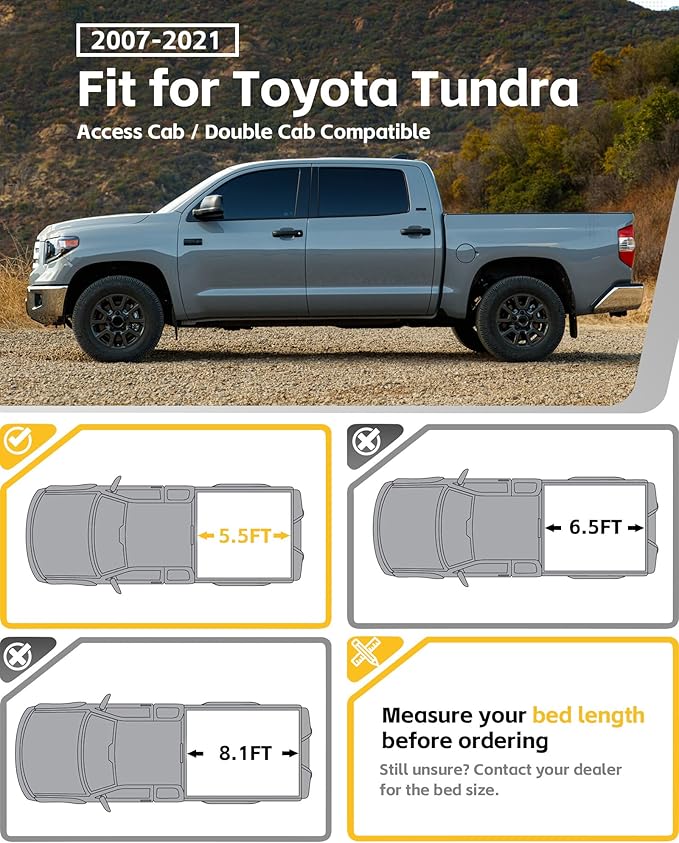 Trumgeta Heavy-Duty Side Bed MOLLE Panel Fit for 2007-2021 Toyota Tundra, Military-Grade Aluminum Truck Bed Storage Panel, 300lbs Load Capacity