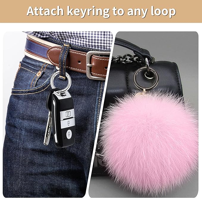 Gkeygo Key Ring Clip, 4/5 Inch Keychain Rings, 8 Pack Round Carabiner Clip for Keys, Buckle, Bags, Purses - Key Chain Hooks Replacement Keychains Lanyard DIY Crafts - Black, Silver