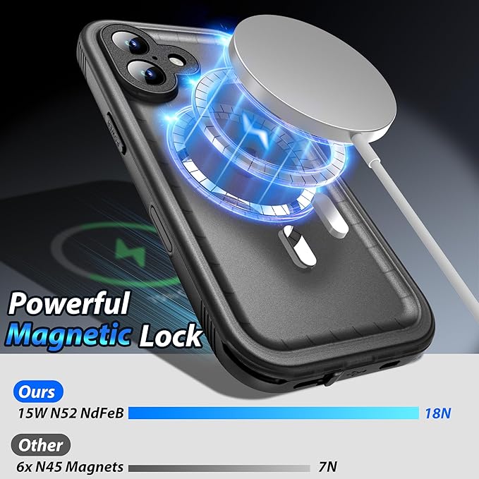 SPORTLINK for iPhone 17 Case - IP68 Waterproof Military Protective Full Body Heavy Duty Shockproof 360 Sealed Dustproof with Camera Screen Protector Phone Cover for iPhone 17 6.3" M/Black
