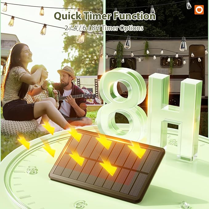 addlon 33(27+6) FT Solar String Lights Waterproof,Patio Light Solar Powered with Remote& USB Port 9+1 LED Shatterproof Bulbs 3 Lighting Modes Outdoor for Camping Backyard Garden