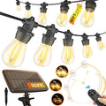 Stright 55FT Solar String Lights Outside Waterproof Remote Control with USB Charging Port Dimmable E12 S14 Bulbs, 55 Feet 15 Lamp Outdoor Solar Power LED Bulbs for Patio Garden Market Bistro Backyard