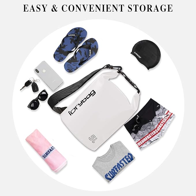 IDRYBAG Dry Bag for Kayaking Waterproof 2L/5L/10L/15L/20L, Small Dry Sack Waterproof Bag for Boating