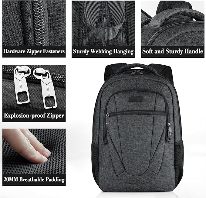 BIKROD Travel Laptop Backpack for Men and Women, Backpacks for School Teen Boys, Business Anti Theft Slim Sturdy Back Pack Adult Computer Bag Gift 15.6 IN Laptop, Black