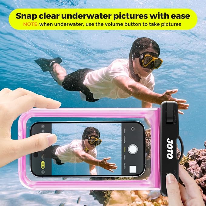 JOTO Up to 7" Universal Waterproof Phone Case for iPhone 17 Air 16 15 14 13 12 11 Plus Pro Max, IPX8 Cellphone Dry Bag XR X SE, Galaxy S23 S22 S21 S20+ S20 S10 Plus Note, Pixel -Pink