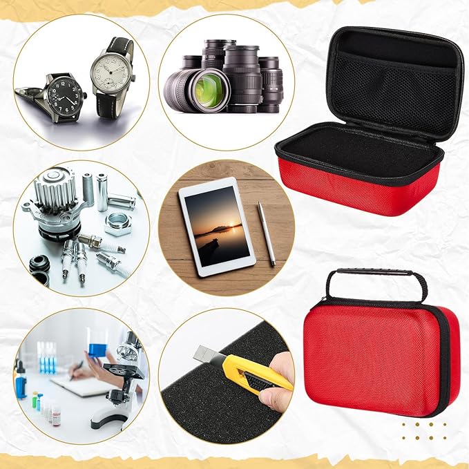 Relaxweex EVA Hard Case with Customizable Foam 7.8 x 6.3 x 3.5 Inch Protective EVA Carrying Case Shockproof Outdoor for Camera, Digital Products, Electronic Instruments with Knife, Red