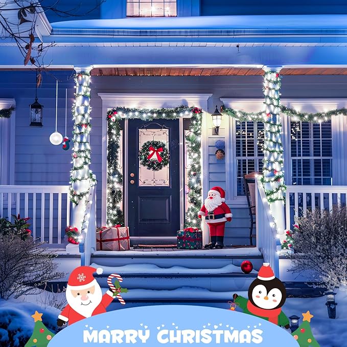 JMEXSUSS 2 Pack Solar String Lights Outdoor Waterproof, Total 66 FT 200 LED Solar Christmas Lights Outdoor, Twinkle Light for Christmas Tree Outside Garden Yard Xmas Decor, White