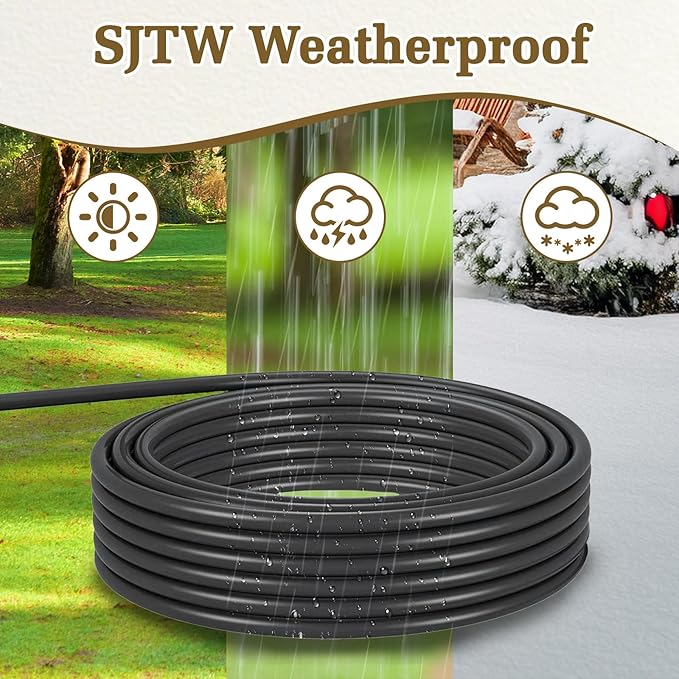 25FT 14 Gauge Outdoor Extension Cord 6-Outlet 14/3 SJTW Heavy Duty Extension Cord with Multiple Outlets Waterproof 3 Prong for Garage Workshop 15A 125V 1875W ETL Listed