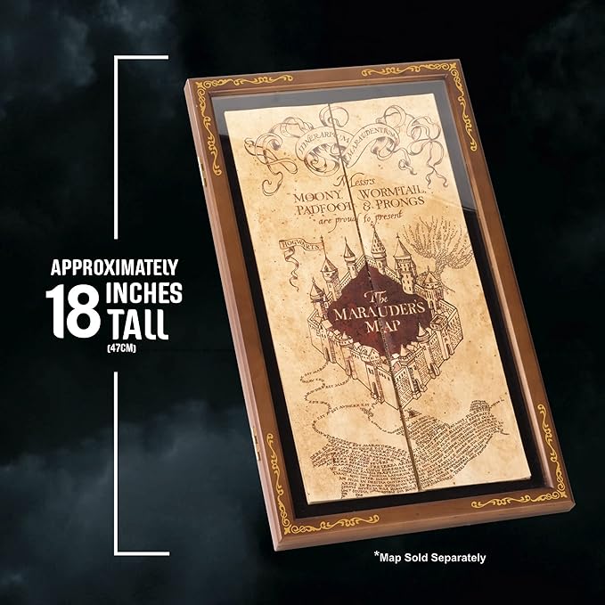 The Noble Collection Harry Potter The Marauder's Map Display Case - Elegant Wooden Case for Marauder's Map - Film Set Movie Props Gifts