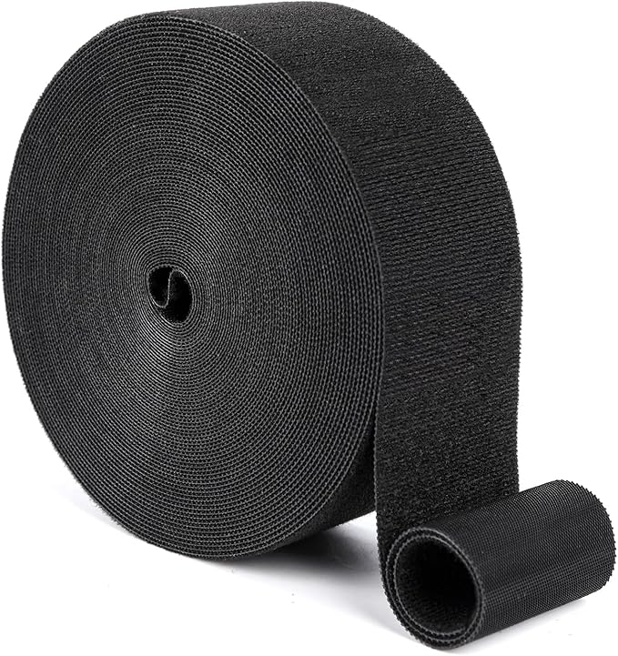 1In x 50Ft Reusable Cable Ties Hook and Loop Roll | Tie Down Straps, Nylon Double-Sided Strips, | Adjustable Multi-Purpose Wrap Fasteners forOffice, Home, Data Center