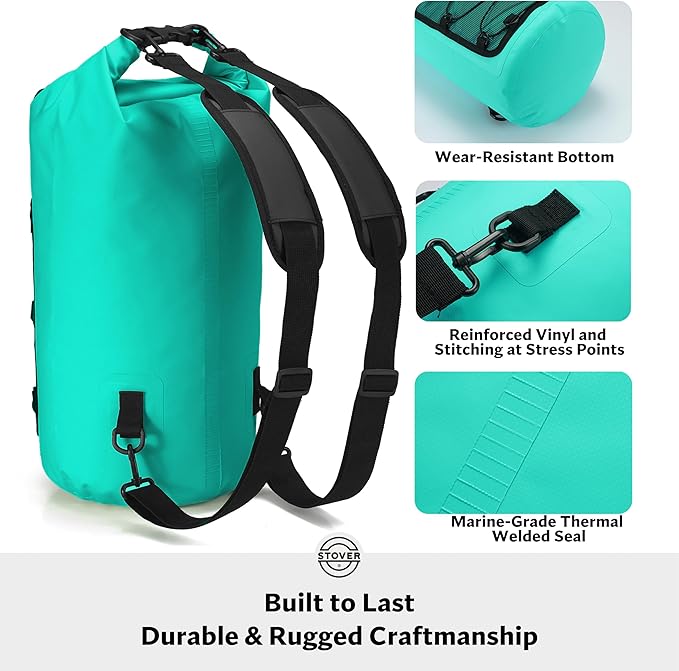 STOVER 5/10/25/30/40/55L Waterproof Dry Bag- Roll-Top Backpack w/Phone Case- Kayaking, Hiking, Camping, Boating- Men/Women