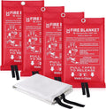 Fire Blanket for Home Emergency Survival – Fiberglass Suspend Fire Flames Suspension Blankets for Home and Kitchen School Grill Garage House Warehouse Safety (4pcs-FireBlankets)