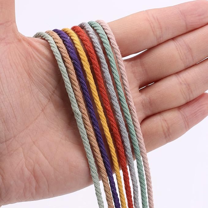 Bluish Green Macrame Cord 3mm x 109Yards,Colored Cotton Rope Craft Cord Colorful Cotton Cord Twine for Wall Hanging Plant Hangers Crafts Knitting Decorative Projects
