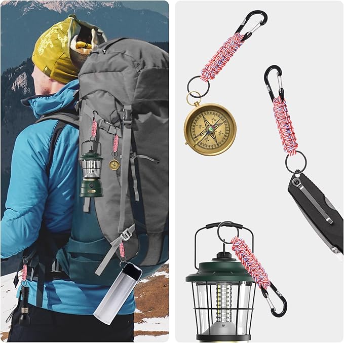 EOTW Paracord Keychain for Men Women Paracord Carabiner Backpack Keychain with Aluminum Clip for Camping Hiking Outdoor Gear
