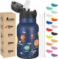 Han's Bottle Kids Water Bottle with Straw Lid - Insulated Stainless Steel Reusable Tumbler for Girls,Boys,Thermo Mug,12oz,Space Planet