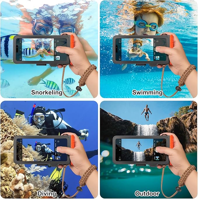 33ft Snorkeling Phone Case, Gen 4 IP68 Waterproof Housing for iPhone 16/15/14/13/12/11 Pro Max Samsung Galaxy S24/S23/S22, Touchscreen Full Protection