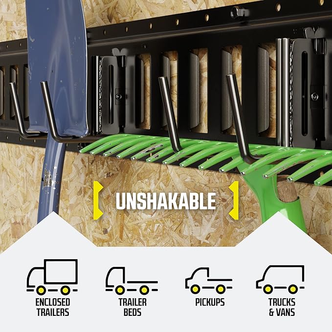 DC Cargo Mall Dual Arm Tool Hook Hanger E Track Accessories 3" Deep (2 Pack) - Garage Wall Mount, Truck, Enclosed Trailer, Storage System