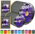 TECEUM Reflective Paracord Rope 1000 – 1000ft/200ft/100ft/50ft – 40+ Colors – Glow in The Dark – para Cord – Utility Rope for Survival, Hunting & Camping Gear – Nylon String, Camping Rope, Tent Cord