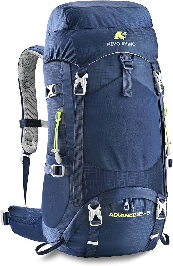 N NEVO RHINO 40L Internal Frame Hiking Backpack for Men Women with Rain Cover, Lightweight Outdoor Backpacking Backpack for Camping, Hiking, Traveling