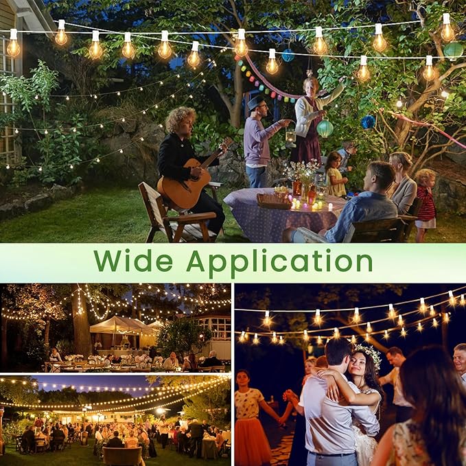 String Lights for Outside 300FT(3x100FT) Outdoor Lights with 150+6(Spare) Edison Shatterproof Bulbs, Patio Light Connectable for Backyard, Bistro,Porch,White Cord String Light Waterproof