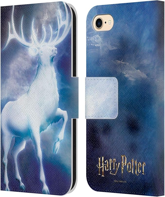 Head Case Designs Officially Licensed Harry Potter Stag Patronus Prisoner of Azkaban II Leather Wallet Case Compatible with Apple iPhone 7/8 / SE 2020 & 2022