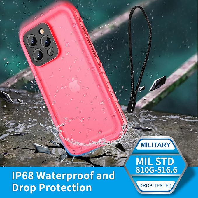 SPORTLINK for iPhone 13 Pro Max Case Waterproof - Full Body Heavy Duty Protection Cover Built in Screen Protector Shockproof Waterproof Case for iPhone 13 Pro Max 6.7 Inches Pink