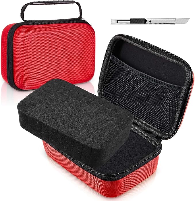 Relaxweex EVA Hard Case with Customizable Foam 7.1 x 4.7 x 3.1 Inch Protective EVA Carrying Case Shockproof Outdoor for Camera, Digital Products, Electronic Instruments with Knife, Red