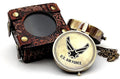 5MoonSun5's US AIR Force Engraved Brass Military Compass Nautical Marine with Leather Display Case - Perfect and Unique Gift for Army Person - Survival Navigation Compass for Hiking Camping Hunting