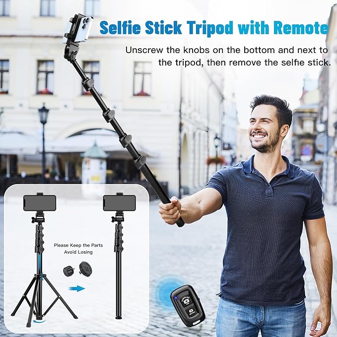 Victiv Phone Tripod, 70" Tripod for iPhone with Remote and Phone Holder, Sturdy & Stable, Adjustable Camera Stand & Selfie Stick Mode, Perfect for Selfies/Recording/Vlogging/Live Streaming