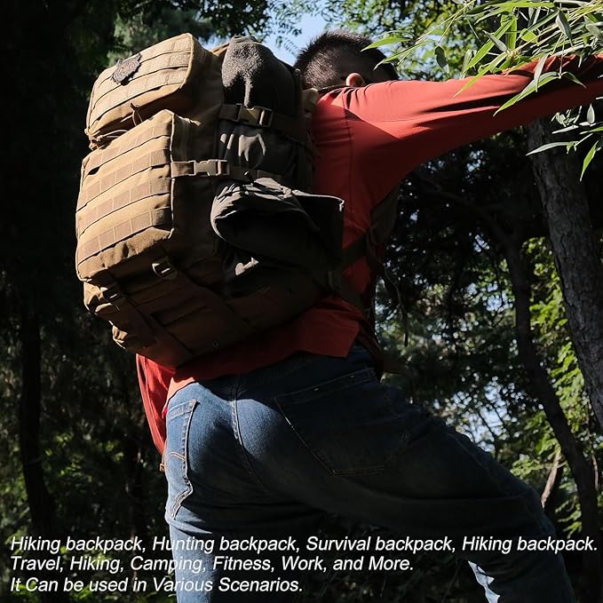 45L Tactical Backpack for Men Women, Military Assault Pack with MOLLE, Large 3 Day Bug Out Bag for Hiking Camping