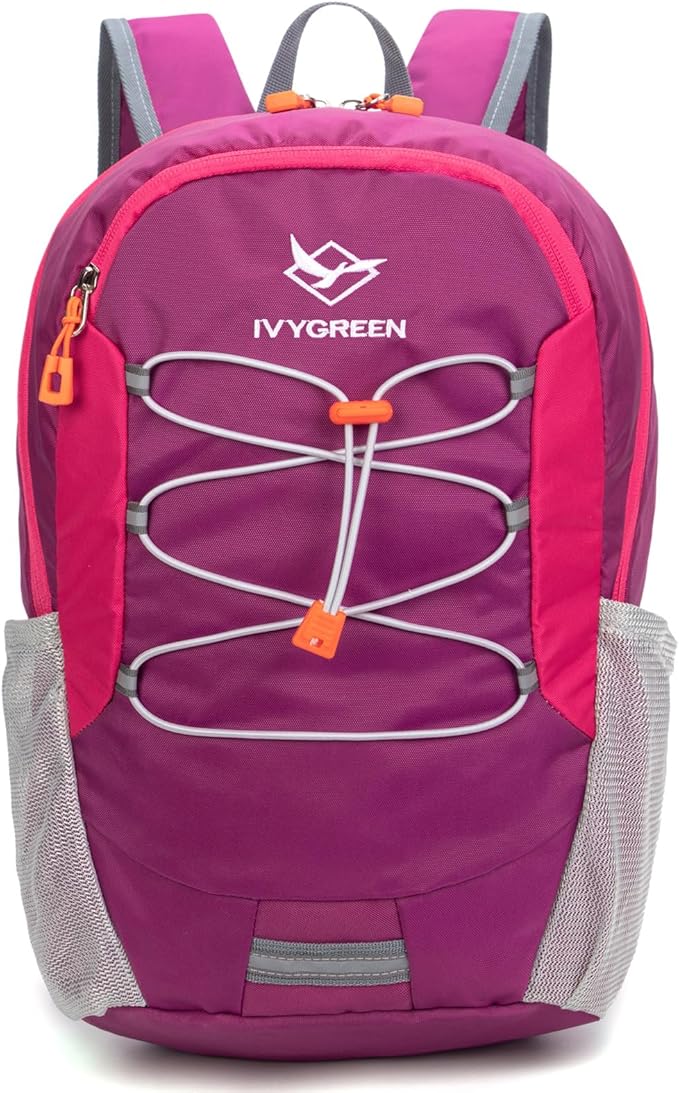 IVYGREEN Little Kids Hiking Backpack for Boys or Girls, Small Daypack for Camping or Travel (Purple, Small)