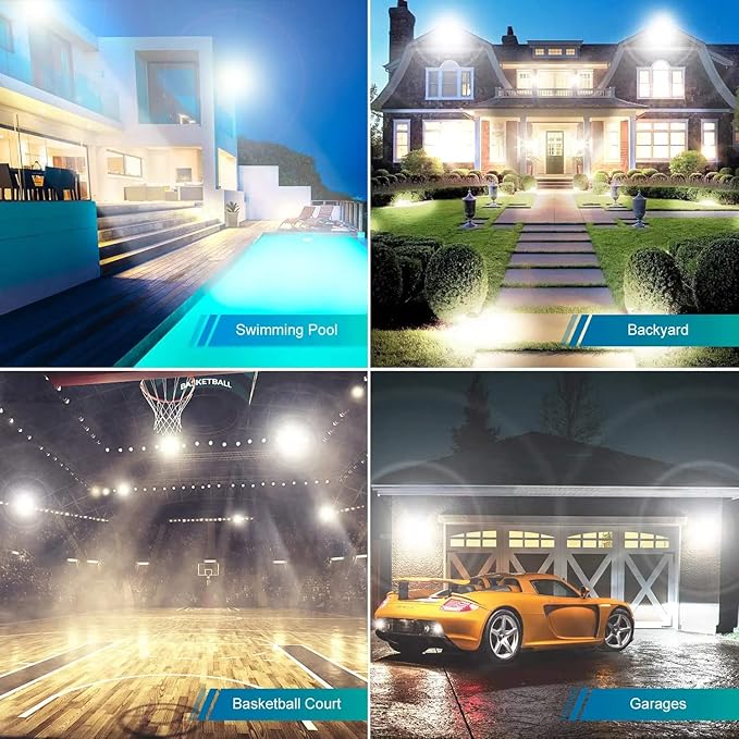600W 2pack LED Stadium Flood Lights ,(3050W Equivalent)67500LM Super Bright LED Arena Outdoor Lights,100-277V IP66 Waterproof 5000K Daylight White Commercial Lighting for Sports Fields and Counts