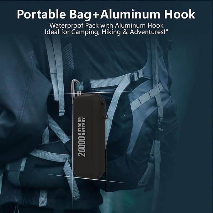 20,000mAh Rugged Power Bank with Fast Charge USB-C PD, IP68 Waterproof Shockproof, Includes 420lm Bright Camping Lantern, Tactical Outdoor Charger for Hiking Camping Survival Emergency（Grey）