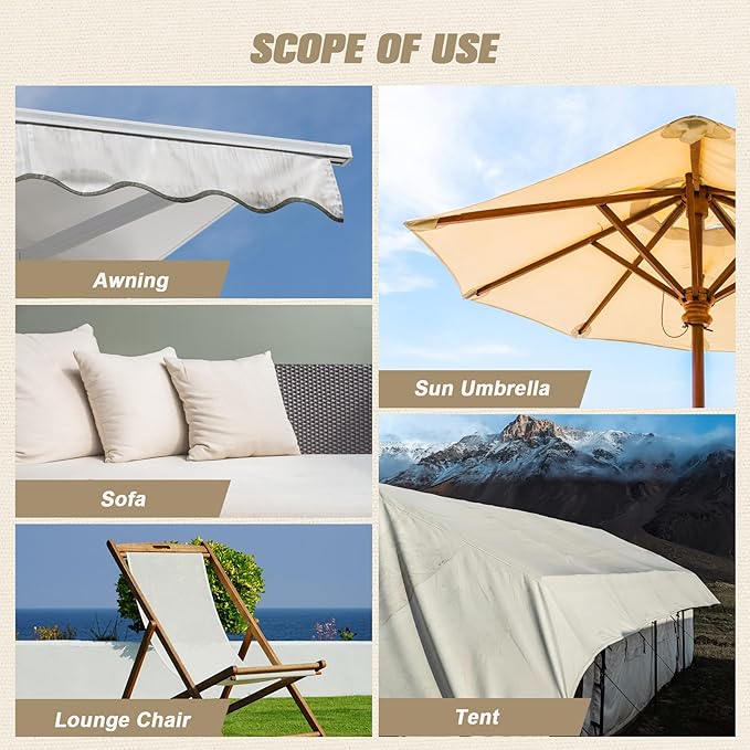 OAZ Canvas Repair Patch Self-Adhesive Fabric Patch, 9x11 Inch 2 Pcs, Waterproof Fabric Repair Patch for Furniture, Couch, Tent, Tote Bag, Sofa, Car Seat, Lounge Chair, Awning (Beige)