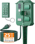 DEWENWILS Outdoor Power Stake Timer, Waterproof Outdoor Timer with 25FT Extension Cord, 100FT Range Remote Control, Photocell Dusk to Dawn Outlet for Lights, Yard, Garden, UL Listed