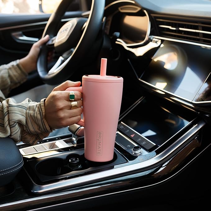 BrüMate Era 20 oz Tumbler with Handle and Straw | 100% Leakproof Insulated Tumbler with Lid and Straw | Made of Stainless Steel | Cup Holder Friendly Base | 20oz (Nightfall Blue)