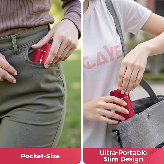 【Upgraded】Exllena Small Insulated Water Bottle 8 oz/250ml– Mini Insulated Water Bottle for Hot & Cold Drinks, Perfect Small Flask for Travel, Purse...(Red)