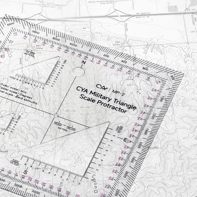 Zonon 2 Pcs 5 Inch Military Map Protractor Military Style Utm/mgrs Coordinate Scale Map Perfectly Cut Land Navigation Protractor Maps Reading and Grid Coordinate Reader