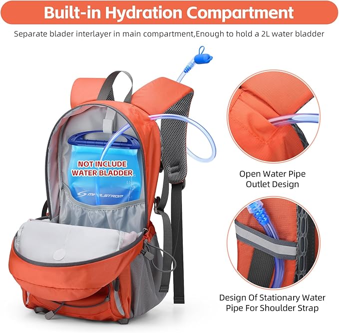 RealCool Hiking Backpack for Men Women,30L Lightweight Waterproof Travel Camping Backpack Hiking Daypack for Cycling Running,Orange