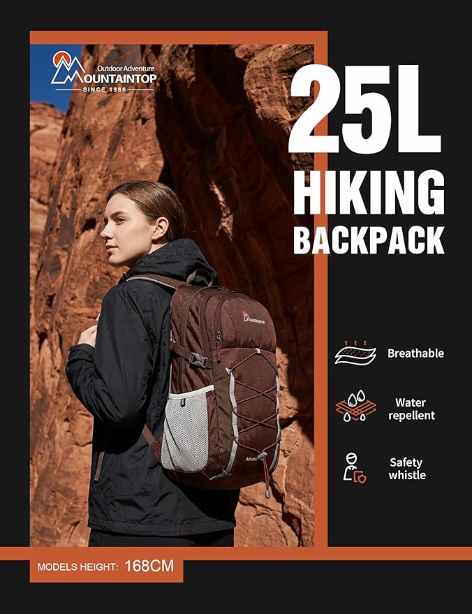 MOUNTAINTOP 25L Hiking Backpack,Lightweight Travel Backpack for Men Women Outdoor Backpacking, Camping