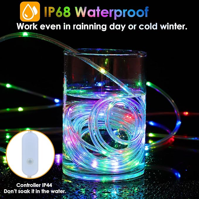 Nazuwke 200Ft Rope Lights Outdoor, 18 Colors Changing 610 LED String Lights Plug in with Remote, IP68 Waterproof Twinkle Fairy Light Rope Lighting Indoor for Bedroom Patio Christmas Halloween Decor