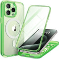 TIESZEN for iPhone 15 Pro Max Case, Compatible with MagSafe, Built-in Screen Protector and Camera Protection, Full Body Dustproof Shockproof Hard Phone Case 6.7",Bright Green