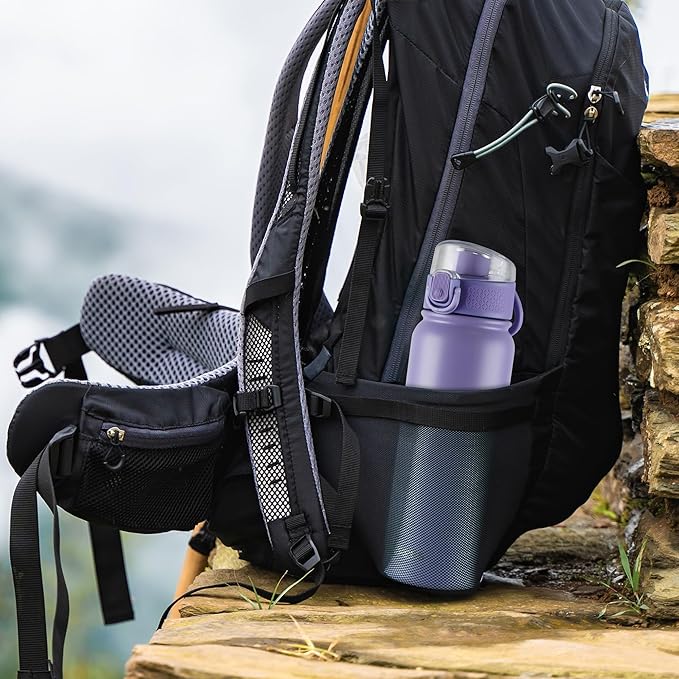GOPPUS Insulated Water Bottle 20oz Stainless Steel BPA-Free Sports Bottle Ideal for School and Travel Silicone Spout Lid Prevents Leaks, Sweat, and Dust (purple)