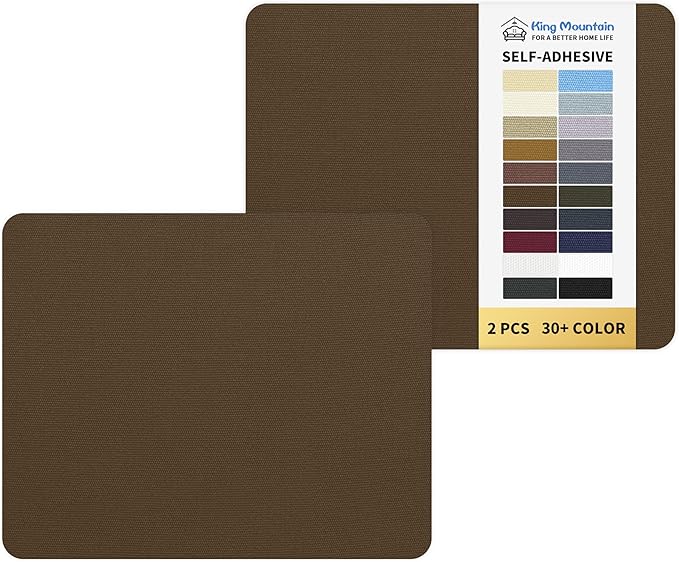 KING MOUNTAIN Canvas Repair Patch 9 x11 Inch 2 Pcs Self-Adhesive Waterproof Fabric Patch for Sofas, Tents, Furniture,Tote Bags, Car Seats (Dark Brown)