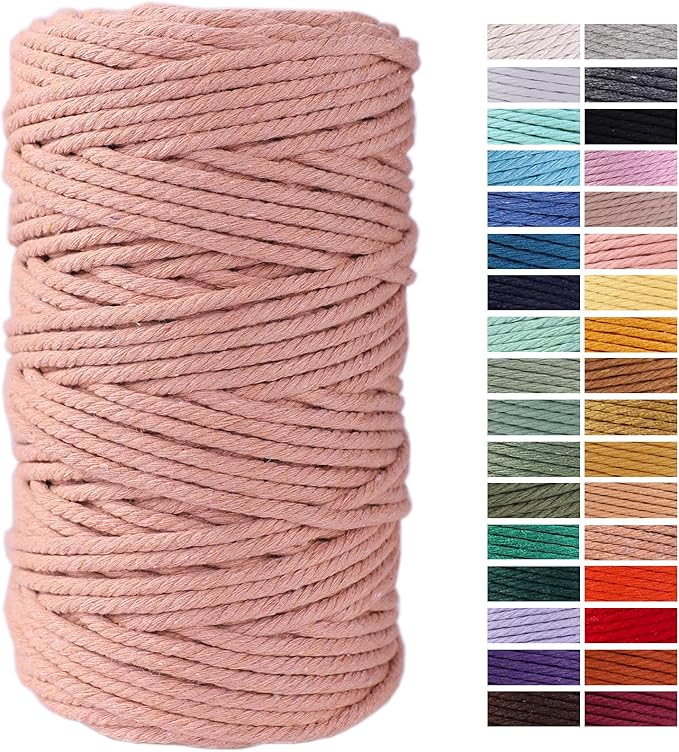 Brick Red Macrame Cord 4mm x 109Yards,Colored Cotton Rope Craft Cord Colorful Cotton Cord Twine for Wall Hanging Plant Hangers Crafts Knitting Decorative Projects