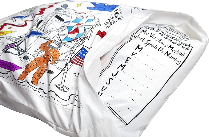 eatsleepdoodle - Coloring Pillowcase for Kids – Reusable DIY Pillow Cover with Washable Markers, Educational Arts & Crafts Activity for Boys & Girls, Fun Gift for Creative Play, Machine Washable