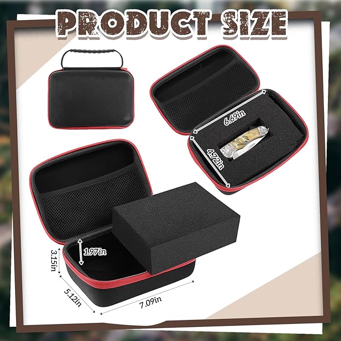 Relaxweex EVA Hard Case with Customizable Foam 7.1 x 4.7 x 3.1 Inch Protective EVA Carrying Case Shockproof Outdoor for Camera, Digital Products, Electronic Instruments with Knife, Black and Red