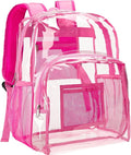 Vorspack Clear Backpack Heavy Duty PVC Transparent Backpack Extra Large Clear Backpacks with Reinforced Strap for College Workplace Security - Pink