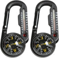 Trekker's Compass Crew Carabiner Compass with Thermometer, 4 x 3.5 inches, Black, Handheld Navigation Tool