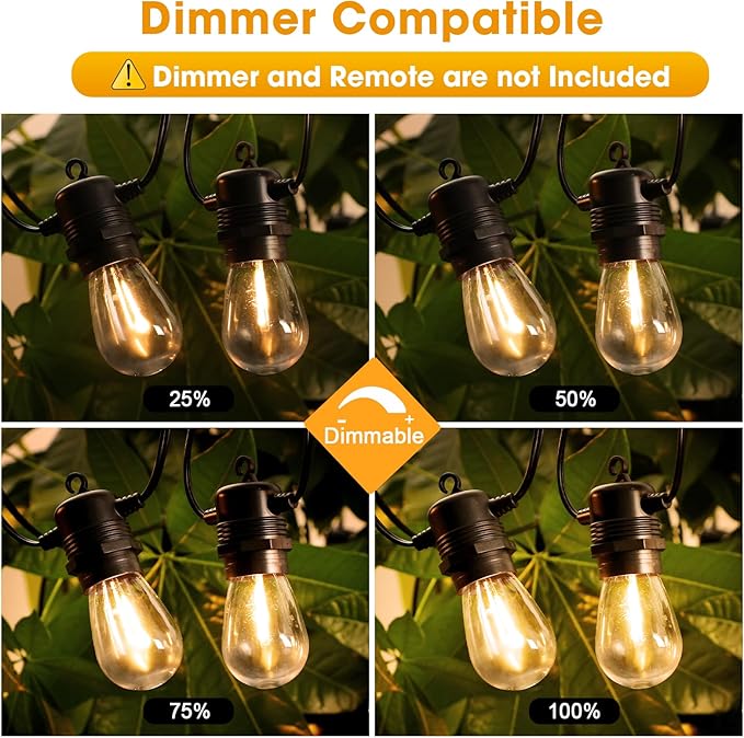 GvvooHome S14 LED Outdoor String Lights 150FT Patio Lights Outdoor Waterproof with 45+3 Shatterproof LED Bulbs, Hanging Backyard Lights for Outside Deck Patio Garden Balcony Decorations